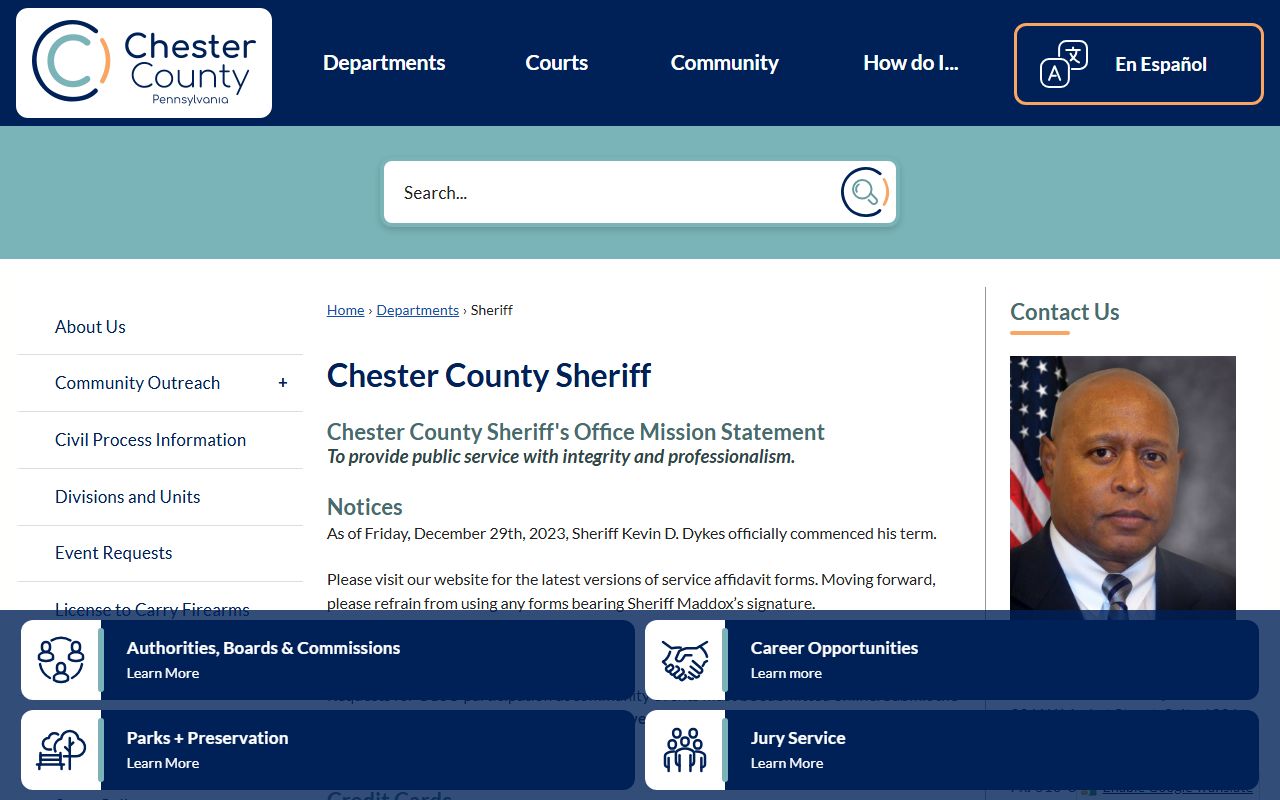 Chester County Sheriff arrest records and warrant information