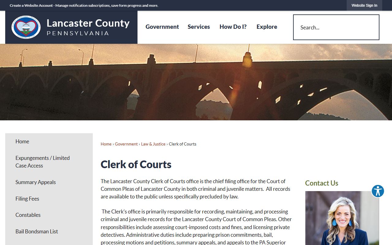 Lancaster County Clerk of Courts criminal case records and booking data