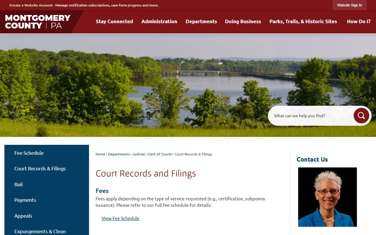 Montgomery County court records and filings page for case lookups