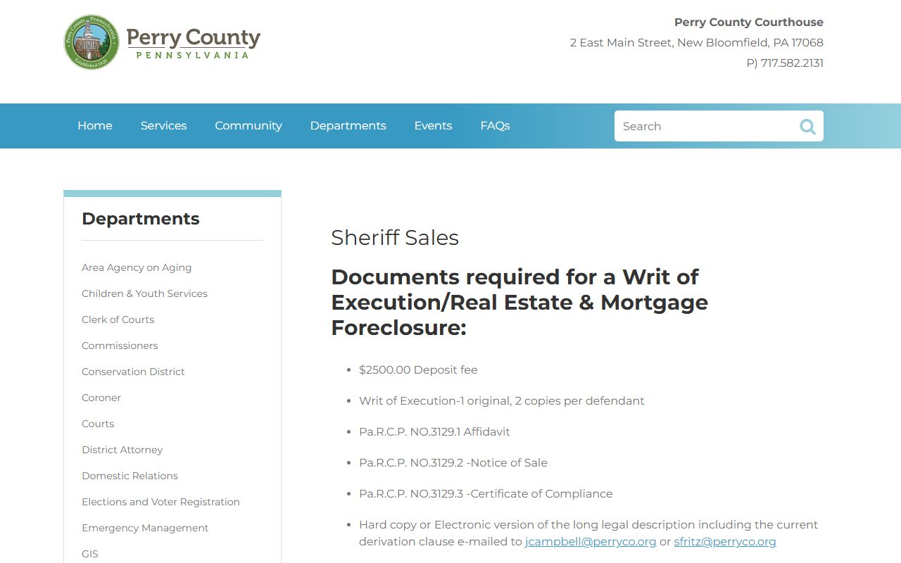 Perry County Sheriff's Office website for arrest records and busted mugshots
