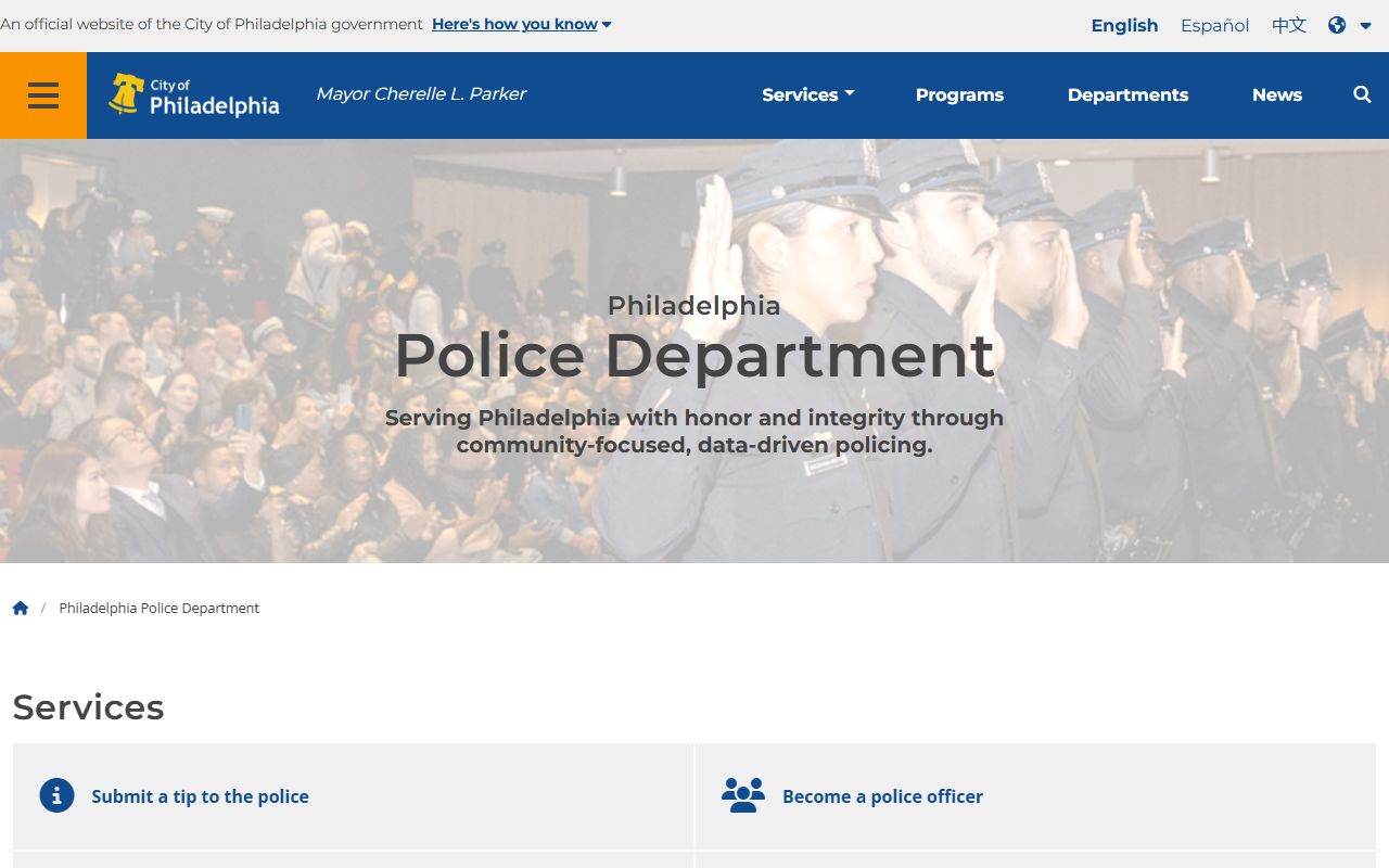 Philadelphia Police Department records unit for busted mugshots requests