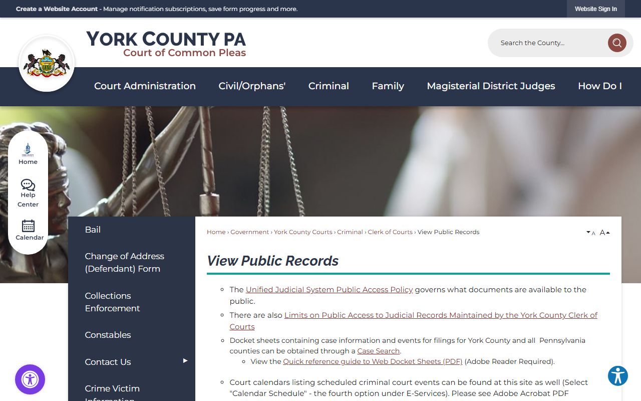York County public records access portal for busted mugshots