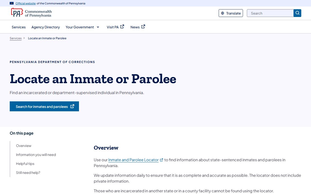Pennsylvania DOC inmate locator for busted mugshots and arrest records